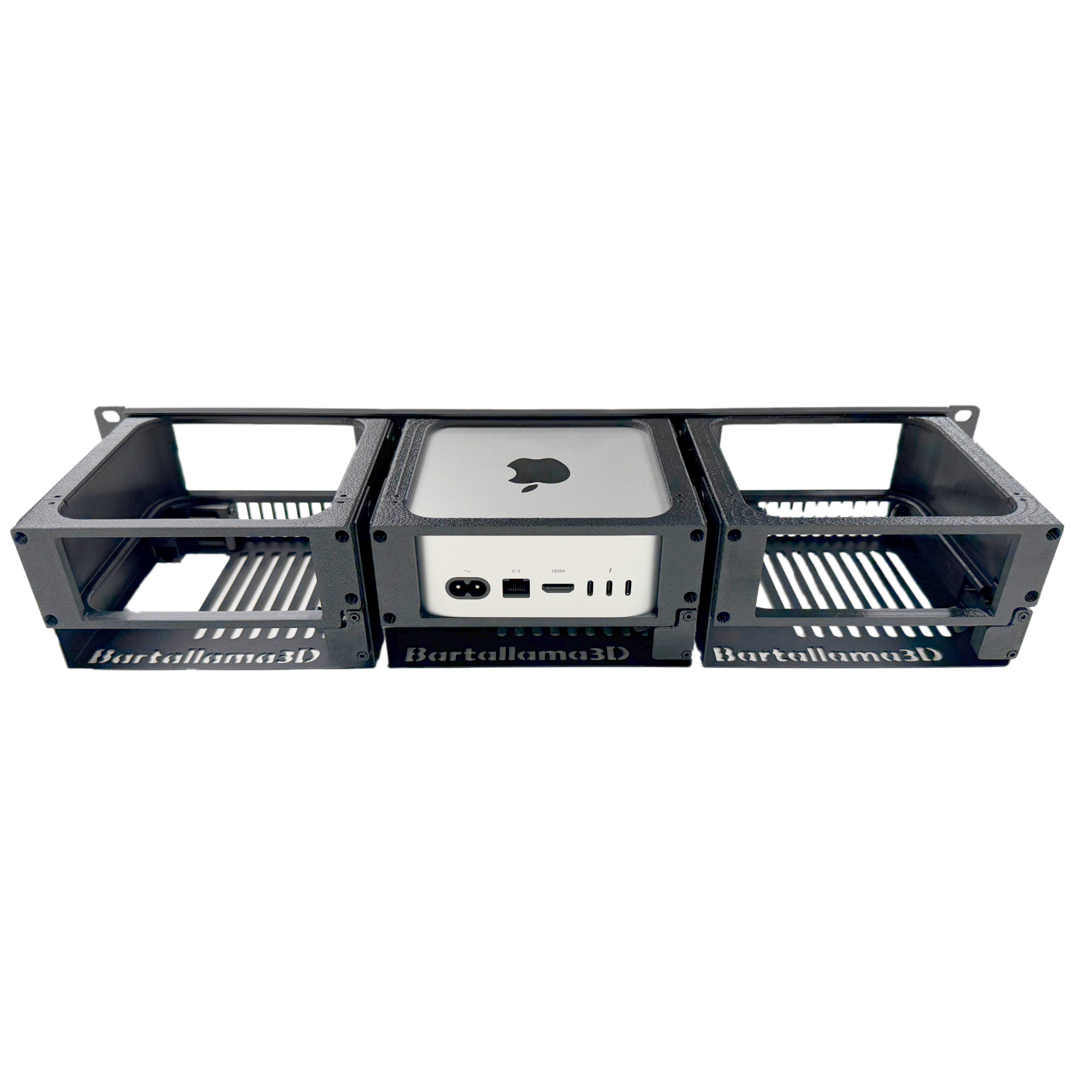 View of the back of the bracket with a Mac Mini installed