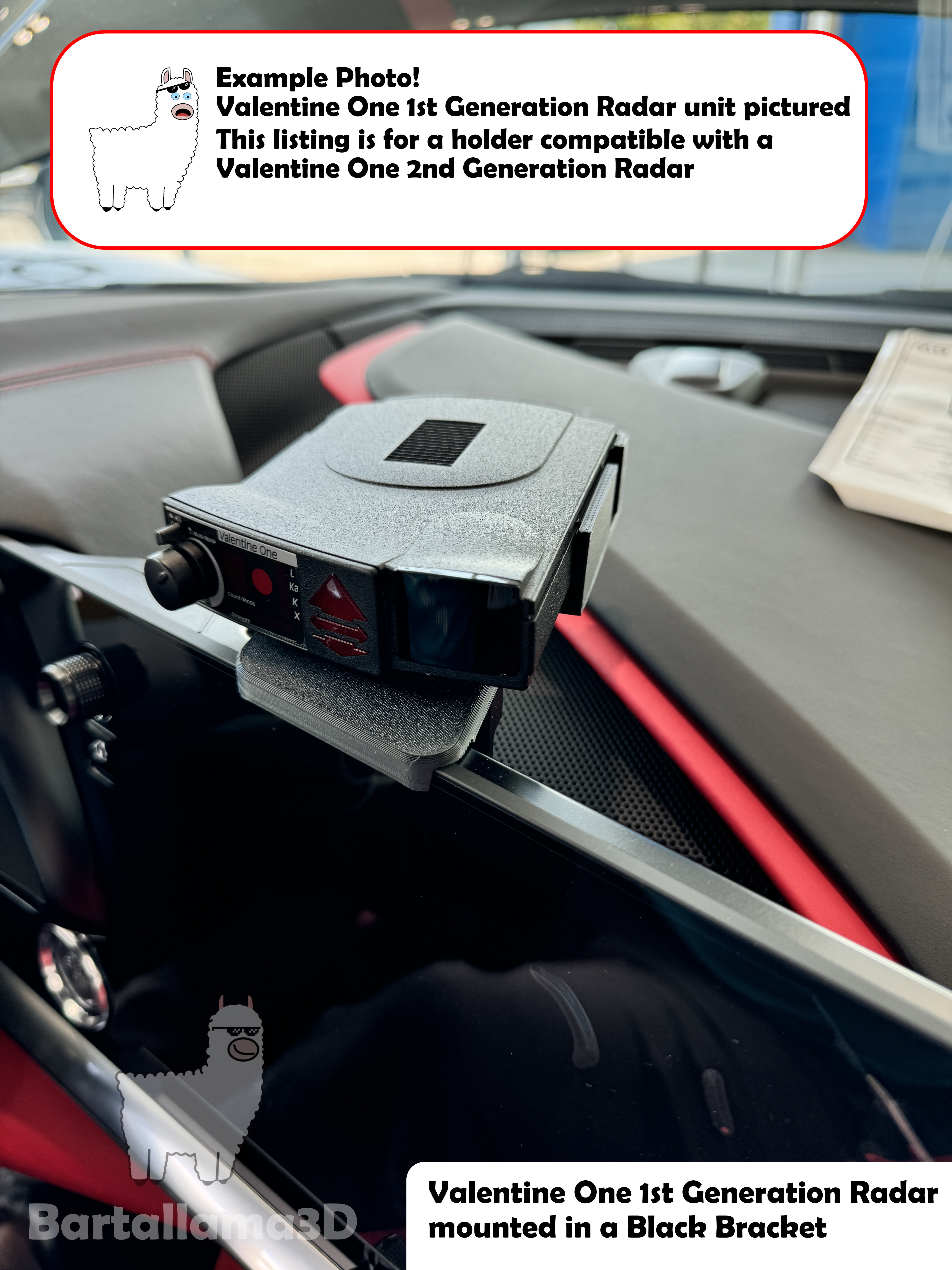 A photo of the radar holder installed in a C8 Corvette