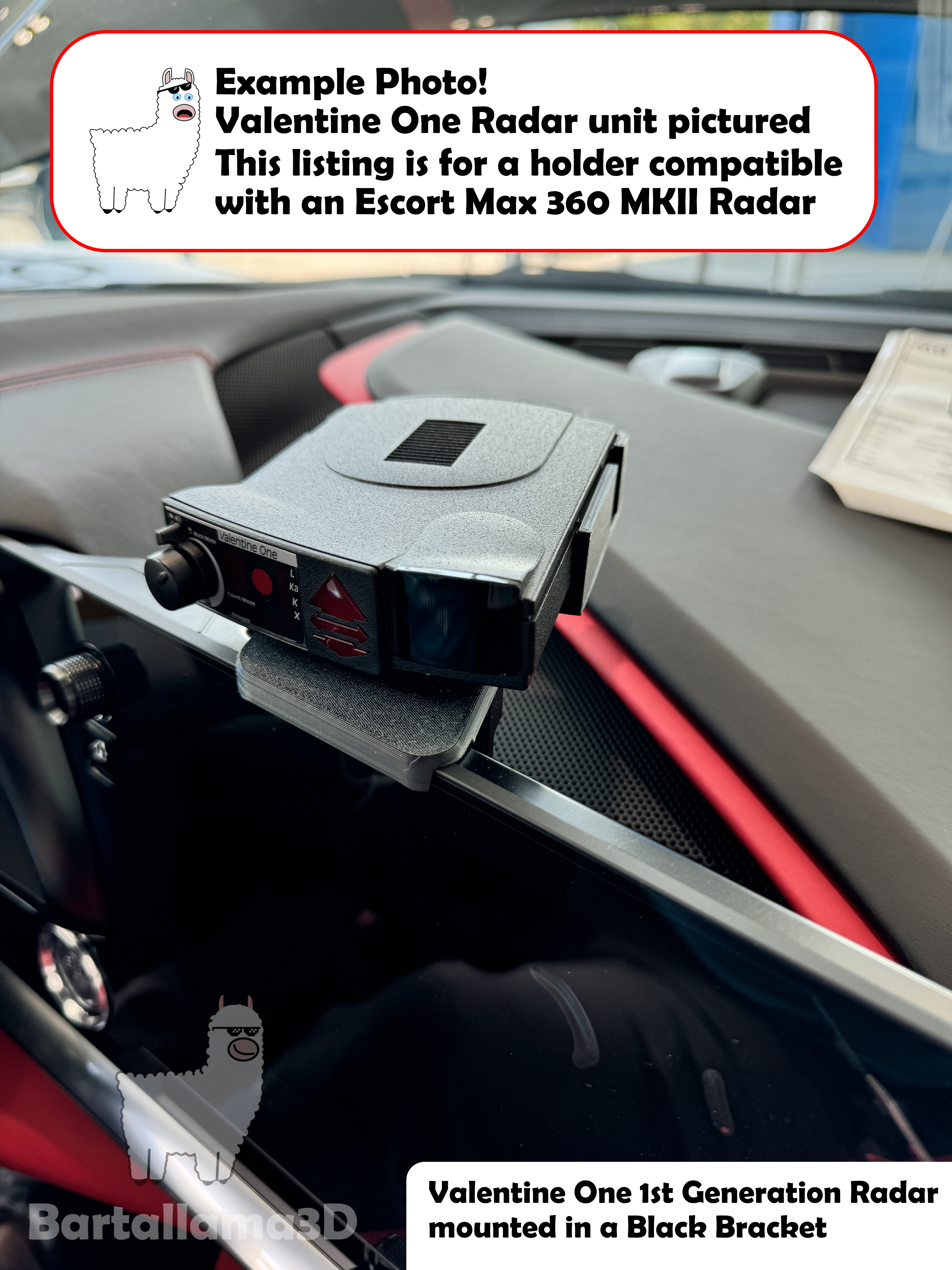 A photo of the radar holder installed in a C8 Corvette