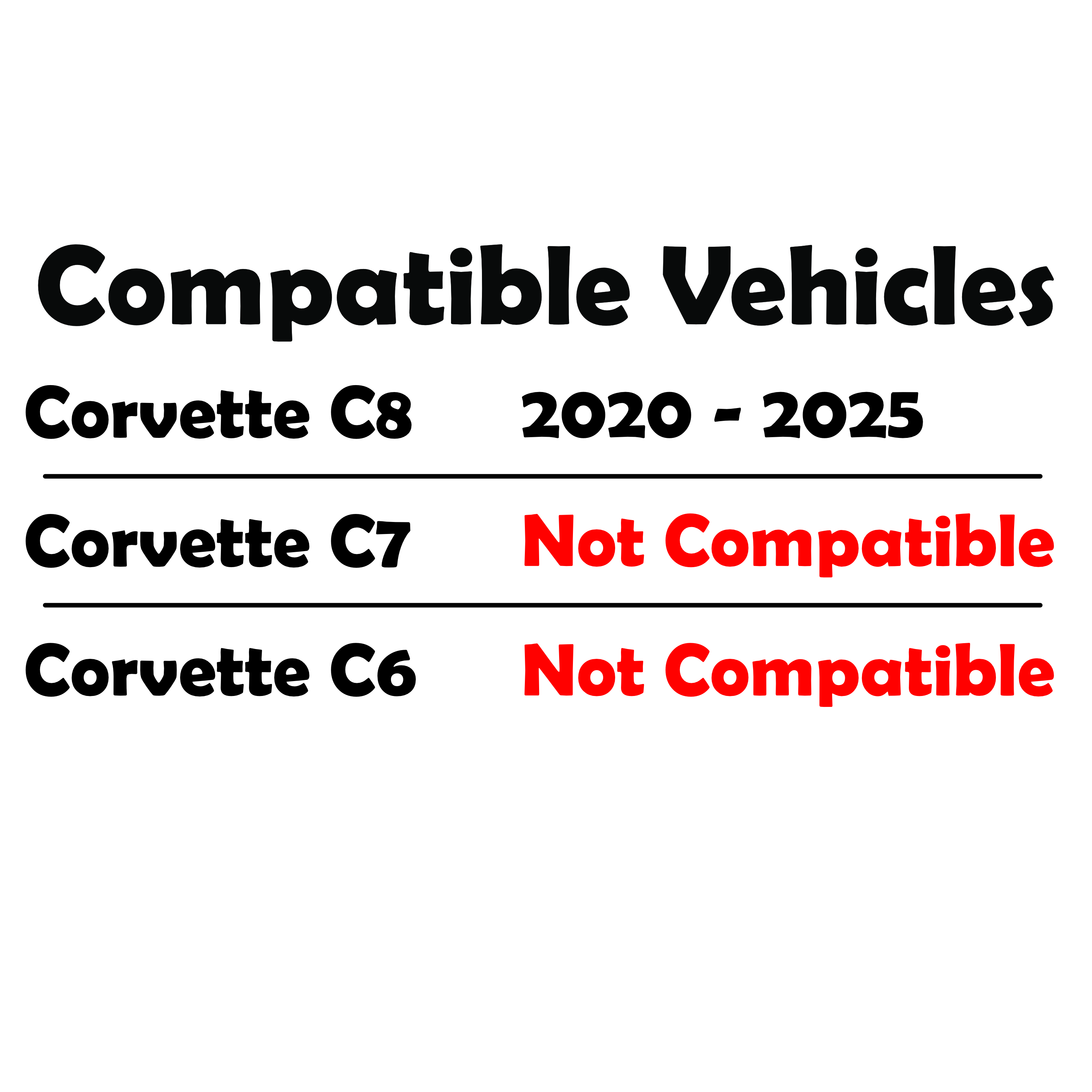 Vehicle Compatibility table