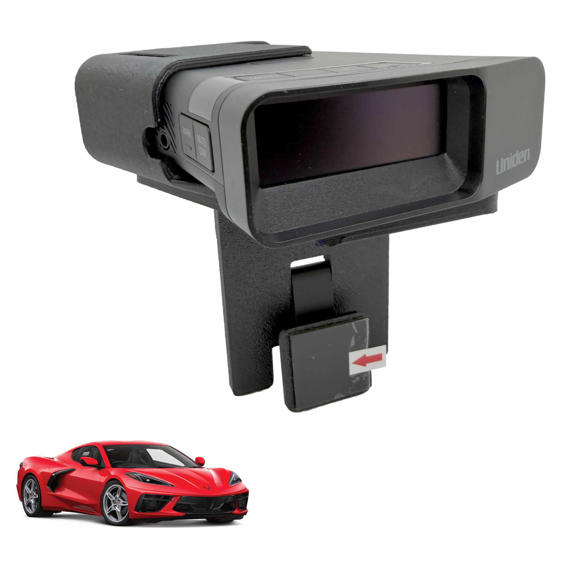 Product photo of the Bartallama3D™ Precision-Fit Radar Holder for Uniden R7 and C8 Corvette
