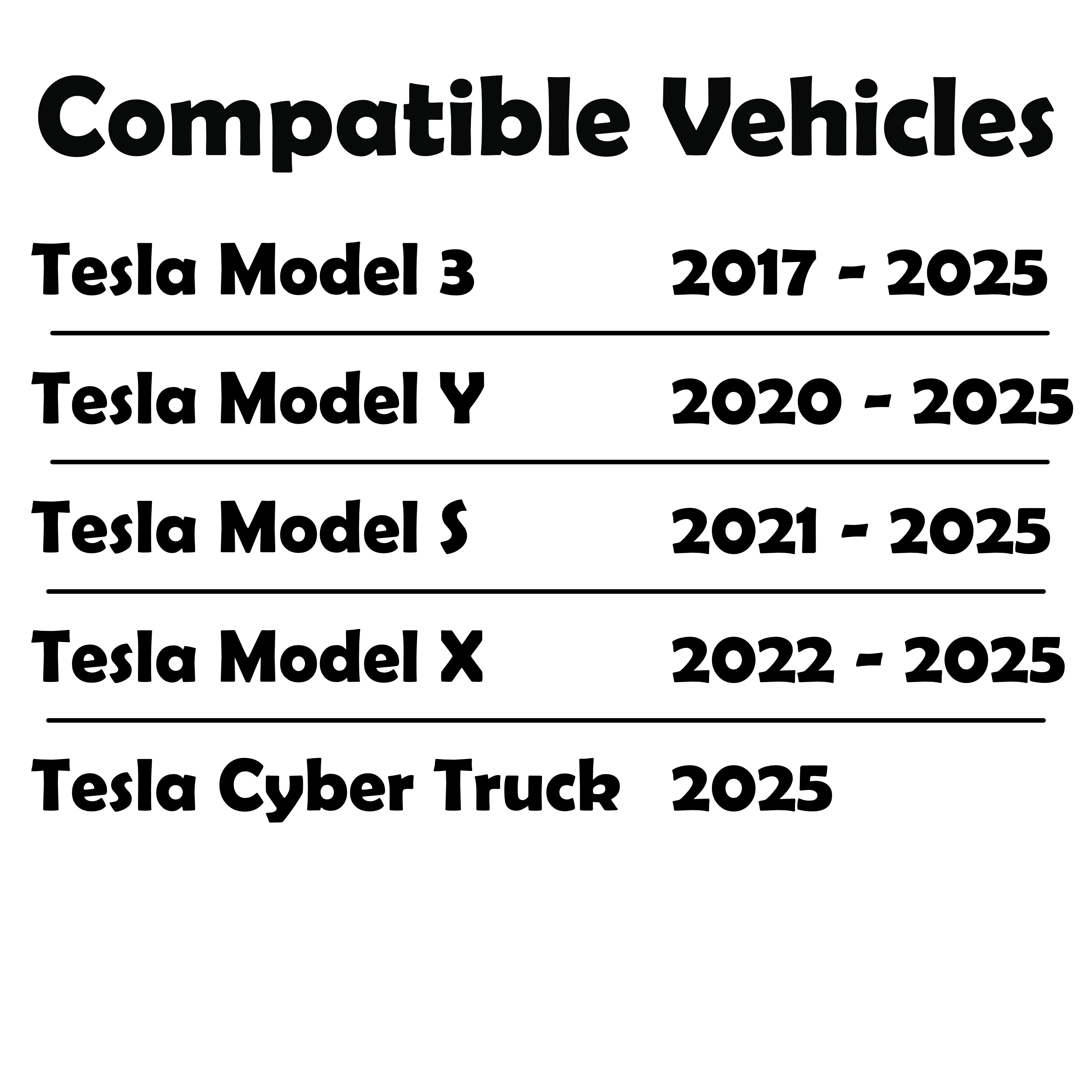 Vehicle Compatibility table